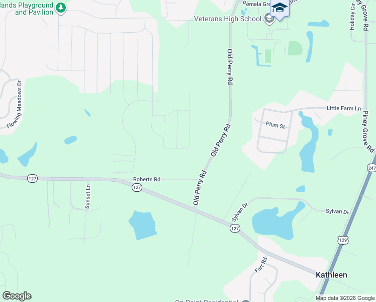 map of restaurants, bars, coffee shops, grocery stores, and more near 703 Old Perry Road in Kathleen