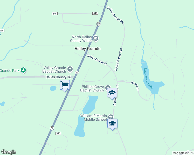 map of restaurants, bars, coffee shops, grocery stores, and more near 85 Lawrence Cove in Valley Grande