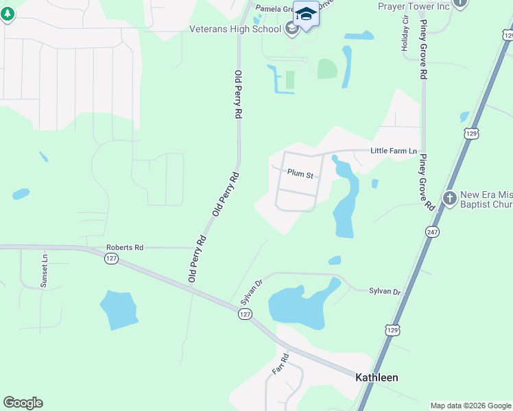 map of restaurants, bars, coffee shops, grocery stores, and more near 704 Old Perry Road in Kathleen