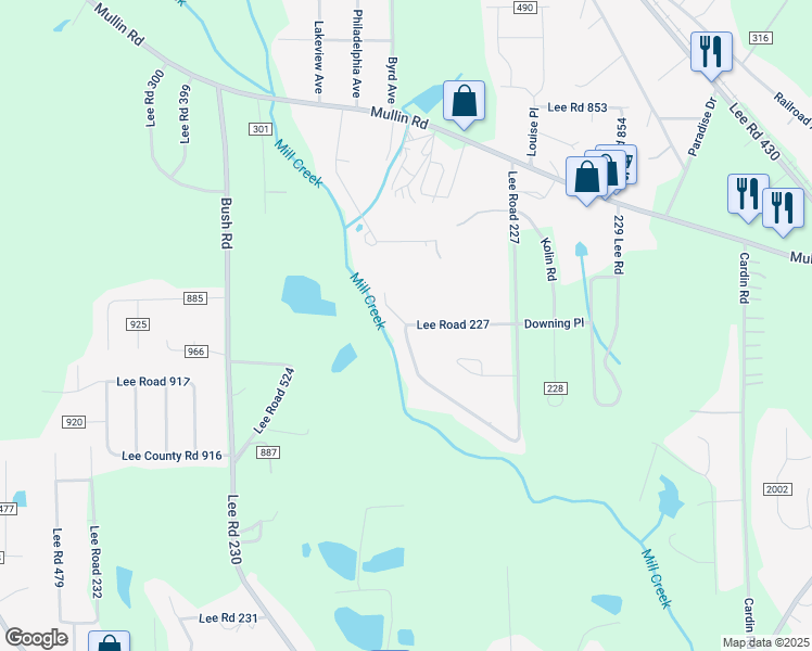 map of restaurants, bars, coffee shops, grocery stores, and more near 1049 Lee Road 227 in Smiths Station