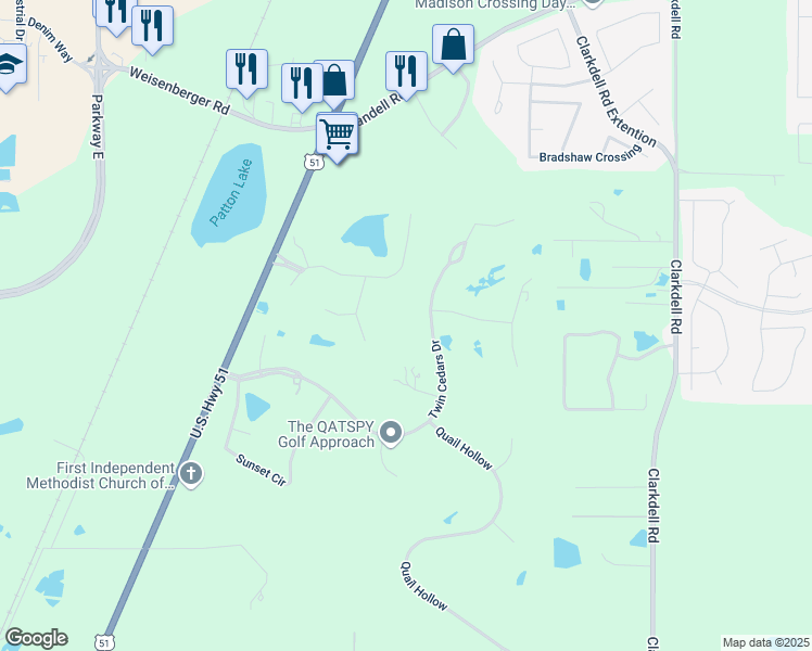 map of restaurants, bars, coffee shops, grocery stores, and more near 540 Twin Cedars Drive in Madison