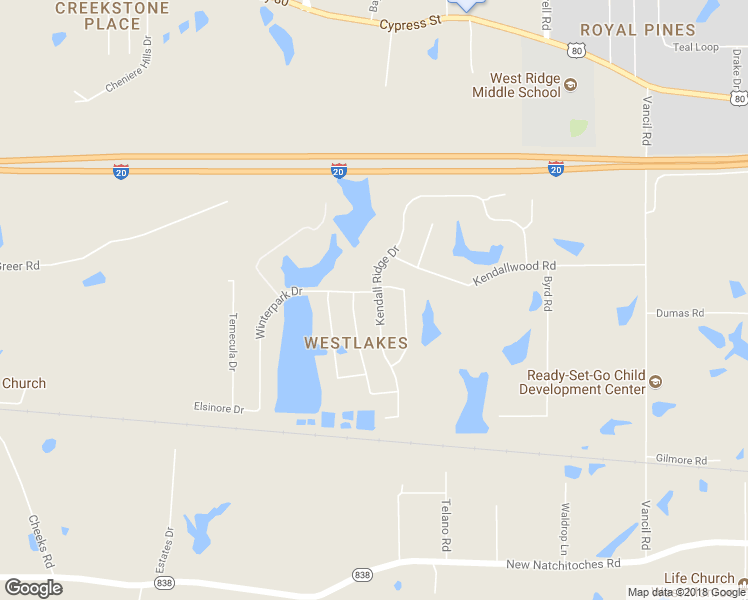map of restaurants, bars, coffee shops, grocery stores, and more near 101 Winterpark Drive in West Monroe