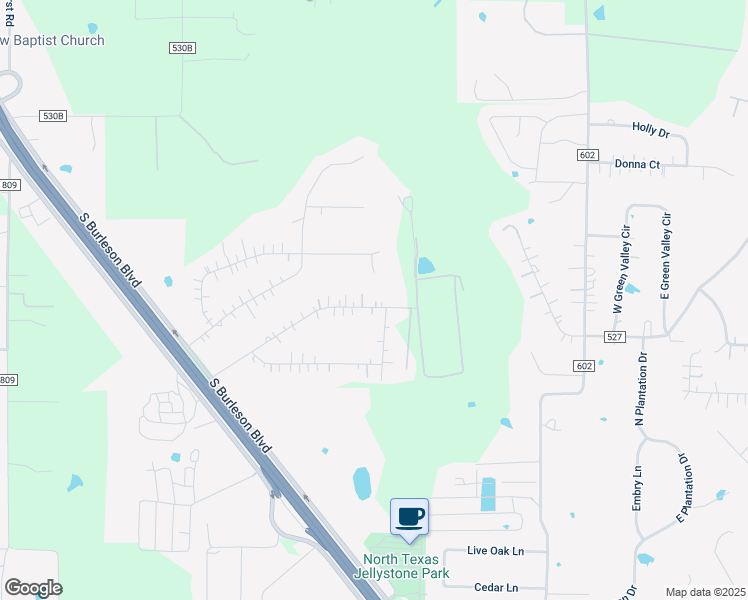 map of restaurants, bars, coffee shops, grocery stores, and more near 133 Oak Lane in Burleson