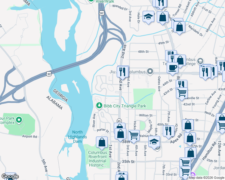 map of restaurants, bars, coffee shops, grocery stores, and more near 11 Beechwood Heights in Columbus