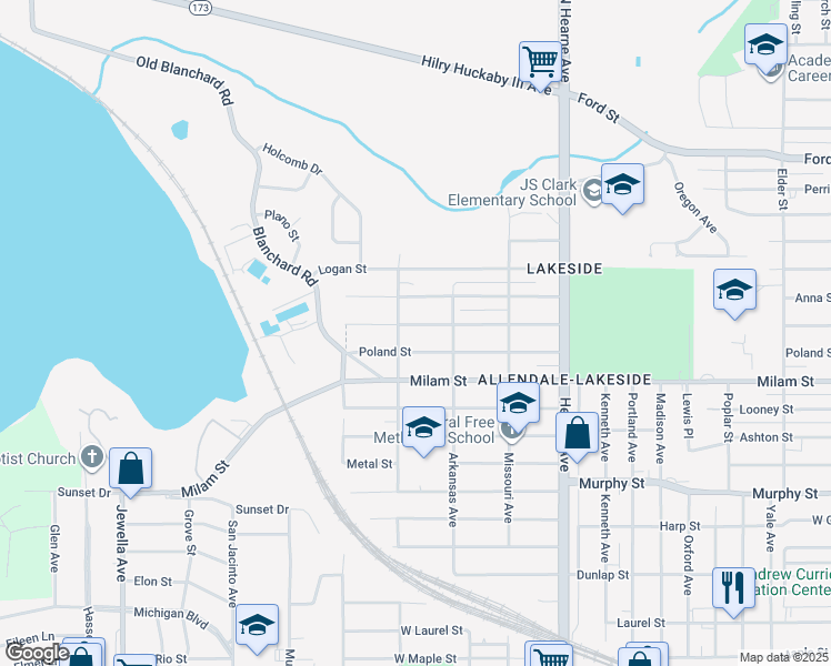 map of restaurants, bars, coffee shops, grocery stores, and more near 2941 Abbie Street in Shreveport