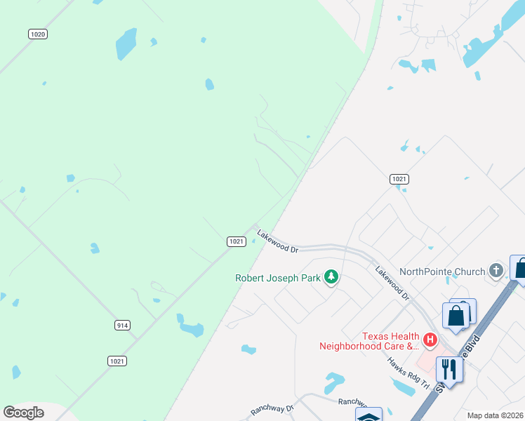 map of restaurants, bars, coffee shops, grocery stores, and more near 940 County Road 1021 in Burleson