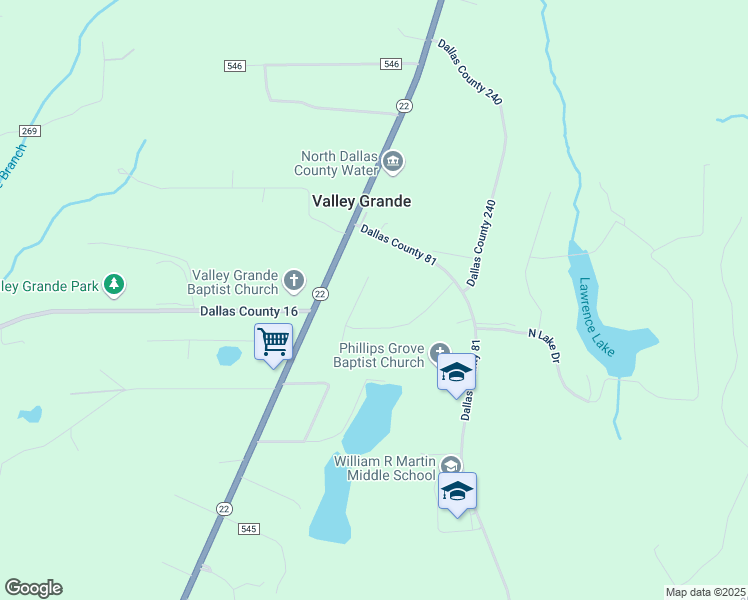 map of restaurants, bars, coffee shops, grocery stores, and more near 85 Lawrence Cove in Valley Grande