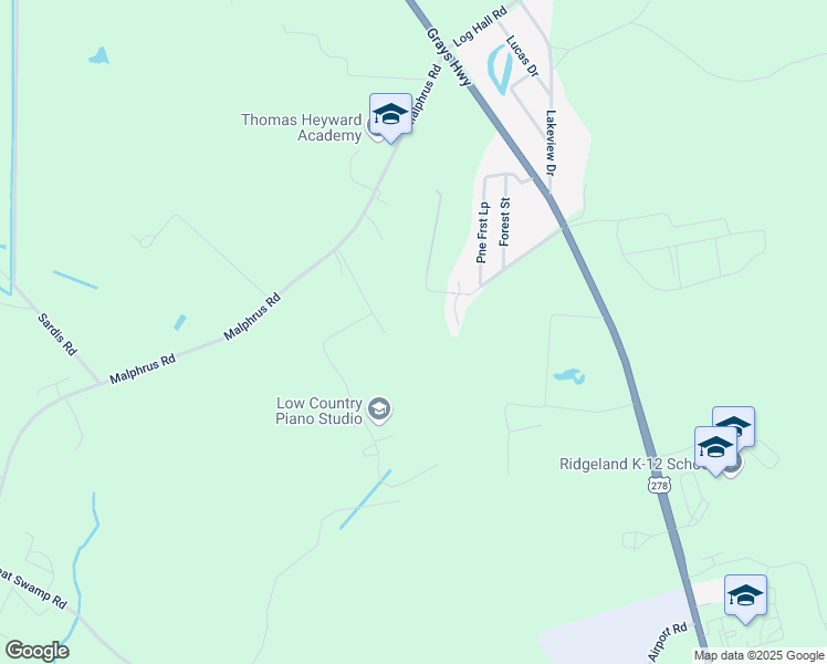 map of restaurants, bars, coffee shops, grocery stores, and more near Mark Road in Ridgeland