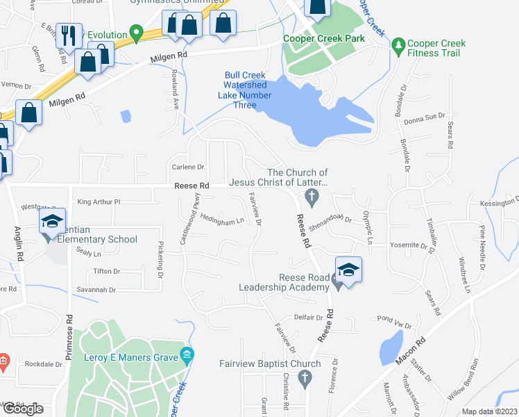map of restaurants, bars, coffee shops, grocery stores, and more near 4334 Fairview Drive in Columbus