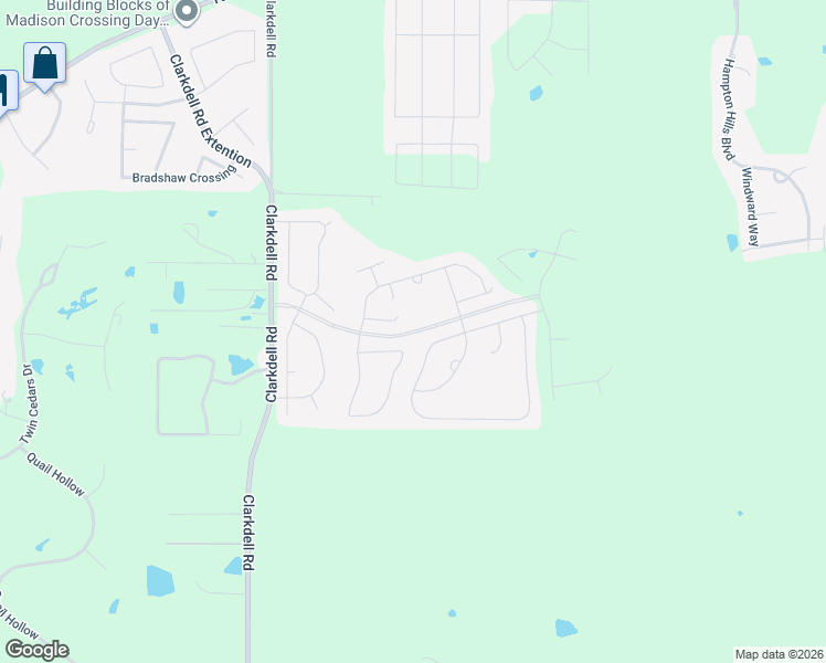map of restaurants, bars, coffee shops, grocery stores, and more near Oakfield Boulevard in Madison County
