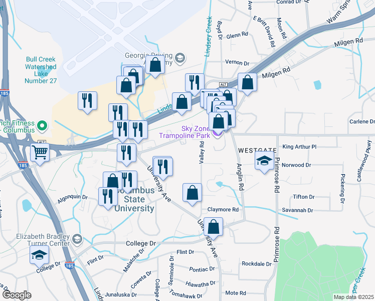 map of restaurants, bars, coffee shops, grocery stores, and more near 3528 Gentian Boulevard in Columbus