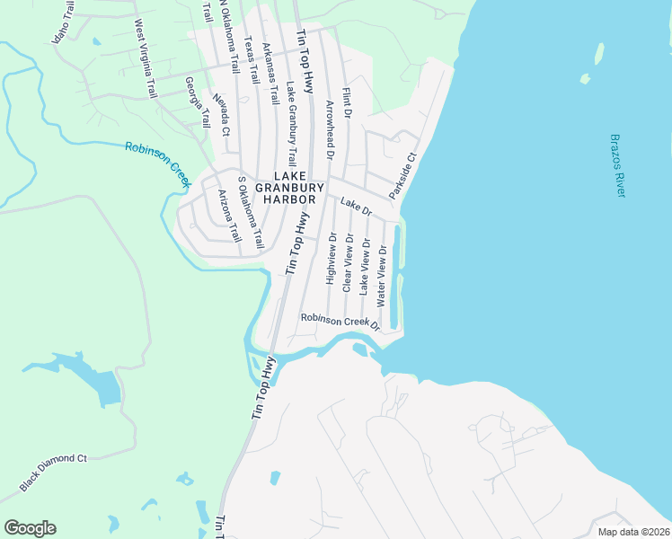 map of restaurants, bars, coffee shops, grocery stores, and more near 5507 Clear View Drive in Granbury