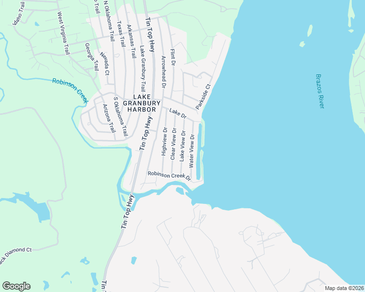 map of restaurants, bars, coffee shops, grocery stores, and more near Lake View Drive in Hood County
