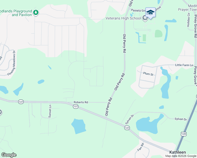 map of restaurants, bars, coffee shops, grocery stores, and more near 671 Old Perry Road in Kathleen