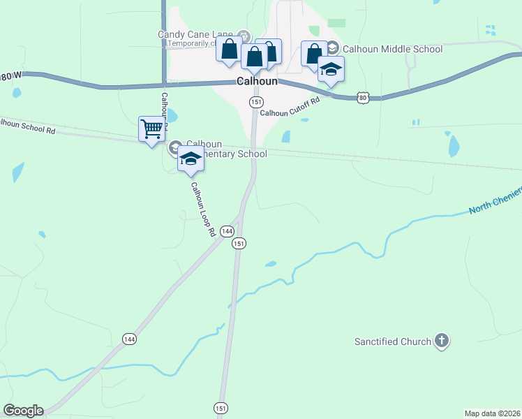map of restaurants, bars, coffee shops, grocery stores, and more near 105 Puss Green Rd in Calhoun