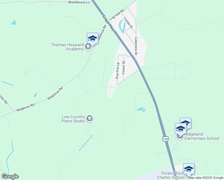 map of restaurants, bars, coffee shops, grocery stores, and more near 219 Pine Forest Loop in Ridgeland