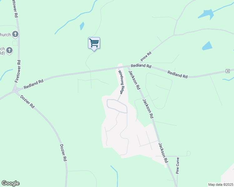 map of restaurants, bars, coffee shops, grocery stores, and more near 279 Windsong Loop in Wetumpka