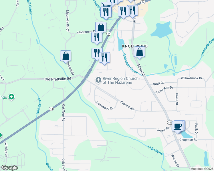 map of restaurants, bars, coffee shops, grocery stores, and more near 46 Meadow Oaks Place in Millbrook