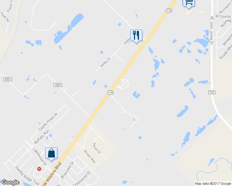 map of restaurants, bars, coffee shops, grocery stores, and more near 2215 Southwest Wilshire Boulevard in Burleson