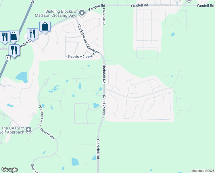 map of restaurants, bars, coffee shops, grocery stores, and more near 105 Kaden Lane in Canton