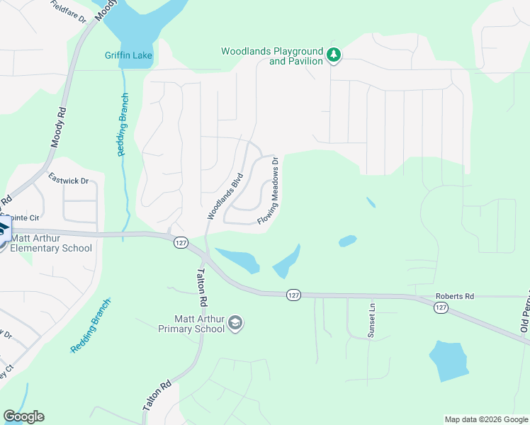 map of restaurants, bars, coffee shops, grocery stores, and more near 221 Flowing Meadows Drive in Kathleen