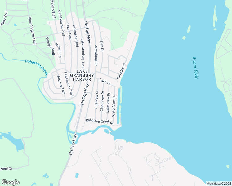 map of restaurants, bars, coffee shops, grocery stores, and more near 5506 Water View Drive in Granbury