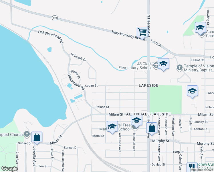 map of restaurants, bars, coffee shops, grocery stores, and more near 2942 Anna Street in Shreveport