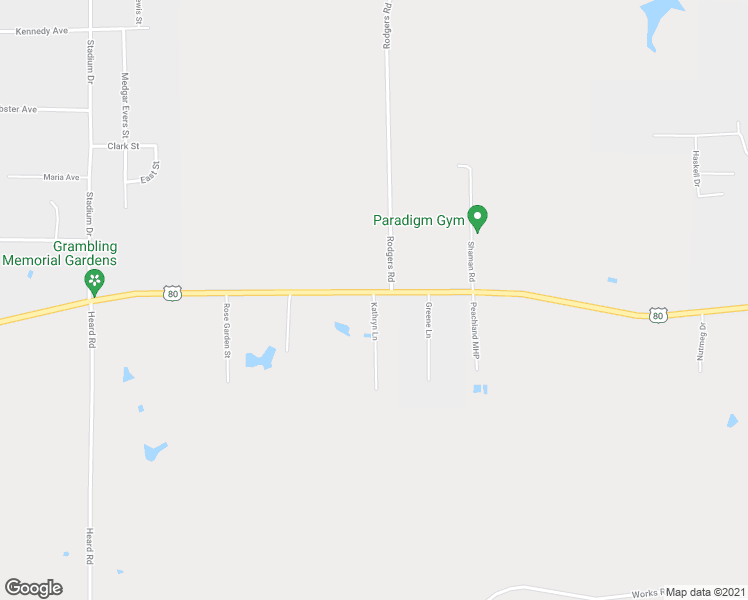 map of restaurants, bars, coffee shops, grocery stores, and more near 101 Kathryn Lane in Ruston