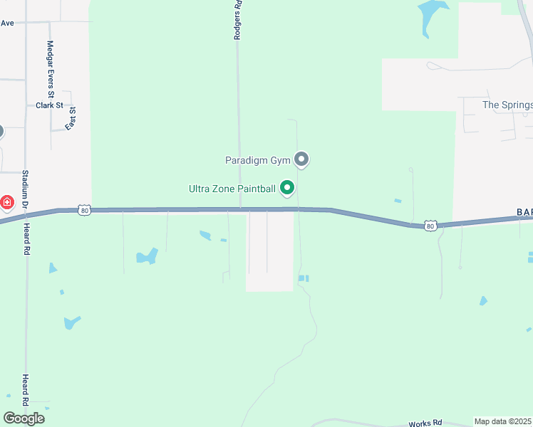 map of restaurants, bars, coffee shops, grocery stores, and more near 104 Greene Lane in Ruston