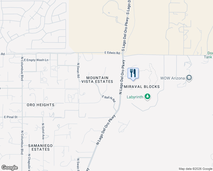 map of restaurants, bars, coffee shops, grocery stores, and more near 4859 East Rail North Road in Tucson