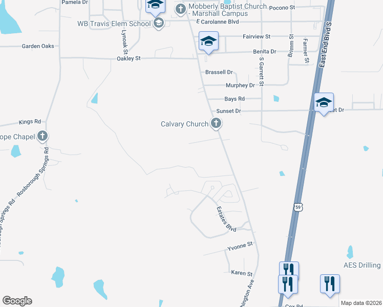 map of restaurants, bars, coffee shops, grocery stores, and more near 400 Alice Hope Road in Marshall