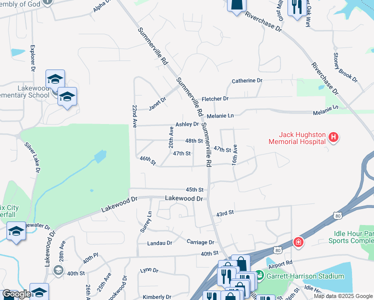 map of restaurants, bars, coffee shops, grocery stores, and more near 1800 47th Street in Phenix City