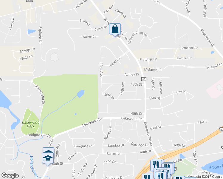 map of restaurants, bars, coffee shops, grocery stores, and more near 2103 Paul Drive in Phenix City