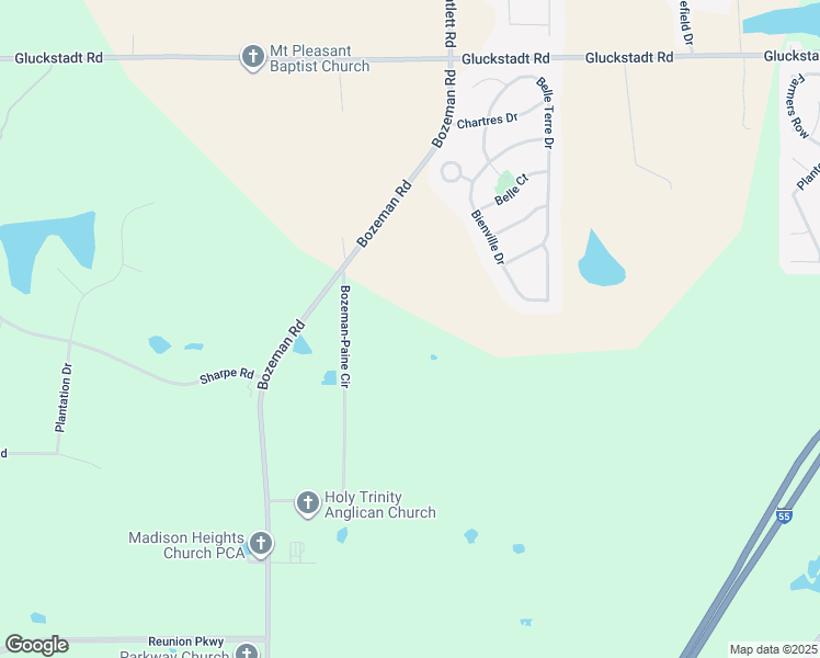map of restaurants, bars, coffee shops, grocery stores, and more near 59-119 Bozeman-Paine Circle in Madison