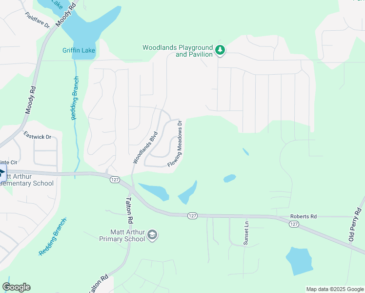 map of restaurants, bars, coffee shops, grocery stores, and more near 208 Flowing Meadows Drive in Kathleen