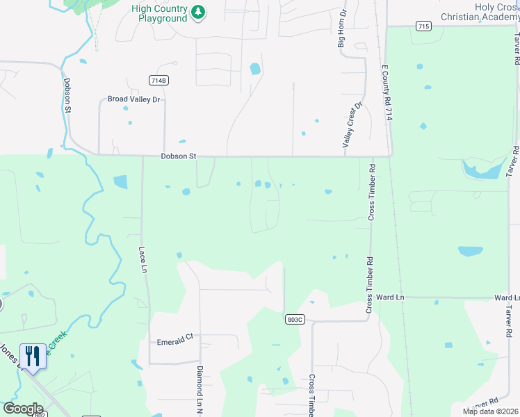 map of restaurants, bars, coffee shops, grocery stores, and more near 275 West County Road 714 in Burleson