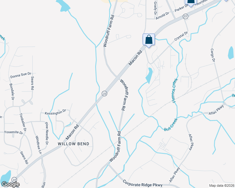 map of restaurants, bars, coffee shops, grocery stores, and more near 5938-5958 Macon Road in Columbus