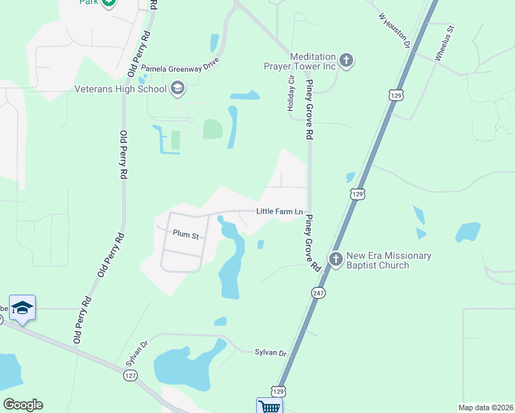 map of restaurants, bars, coffee shops, grocery stores, and more near 122 Little Farm Lane in Kathleen