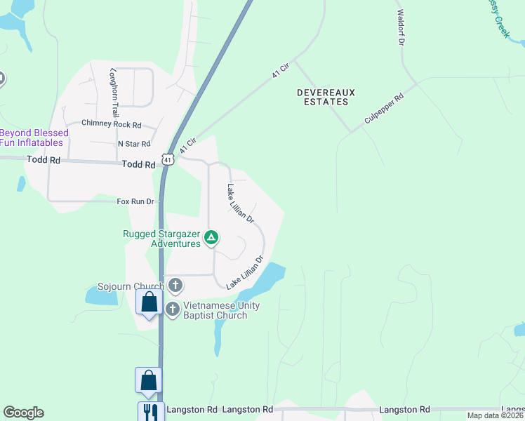 map of restaurants, bars, coffee shops, grocery stores, and more near 228 Lake Lillian Drive in Perry
