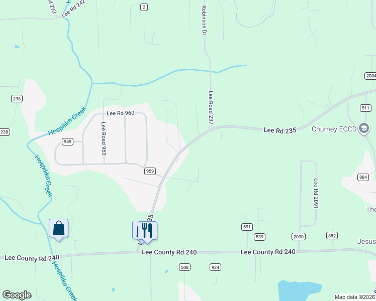 map of restaurants, bars, coffee shops, grocery stores, and more near 1741 Lee Road 235 in Smiths Station