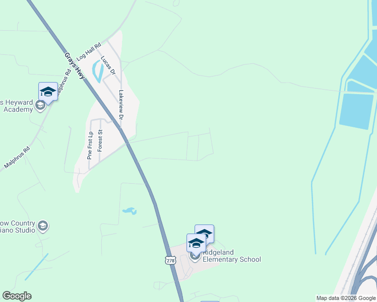 map of restaurants, bars, coffee shops, grocery stores, and more near 54 Concourse Drive in Ridgeland