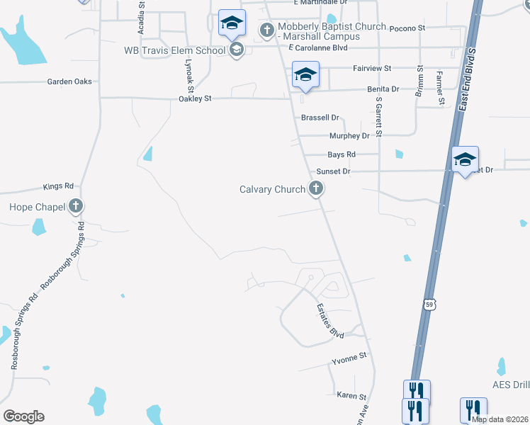 map of restaurants, bars, coffee shops, grocery stores, and more near 400 Alice Hope Road in Marshall