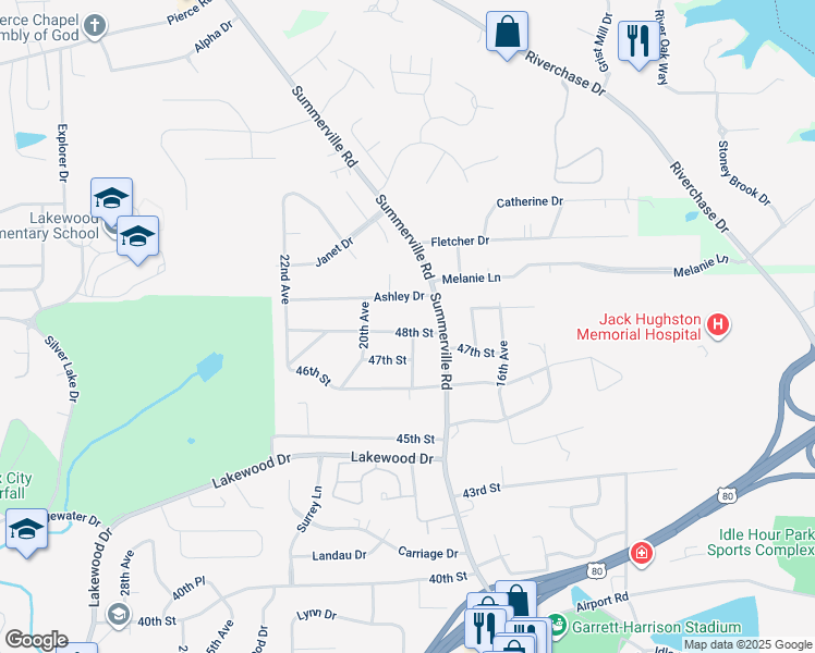 map of restaurants, bars, coffee shops, grocery stores, and more near 1800 47th Street in Phenix City