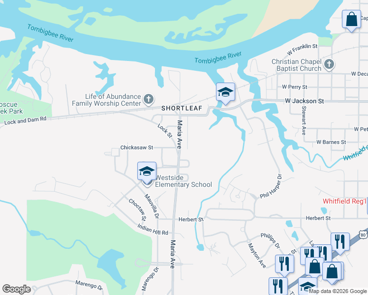 map of restaurants, bars, coffee shops, grocery stores, and more near Mc Neil Avenue in Demopolis
