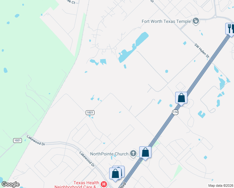 map of restaurants, bars, coffee shops, grocery stores, and more near 428 Wicker Hill Road in Burleson