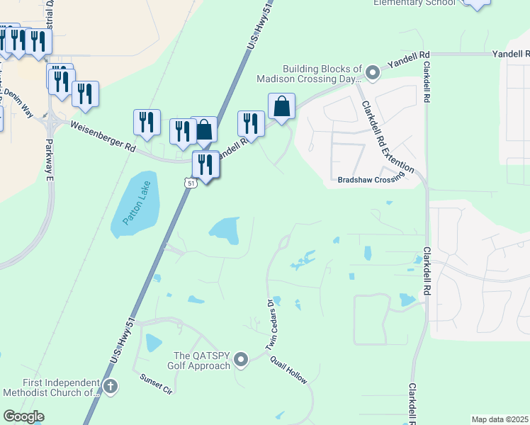 map of restaurants, bars, coffee shops, grocery stores, and more near 554 Twin Cedars Dr in Madison