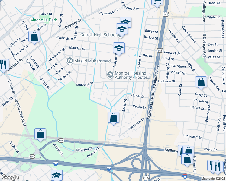 map of restaurants, bars, coffee shops, grocery stores, and more near 2951 Chester Street in Monroe