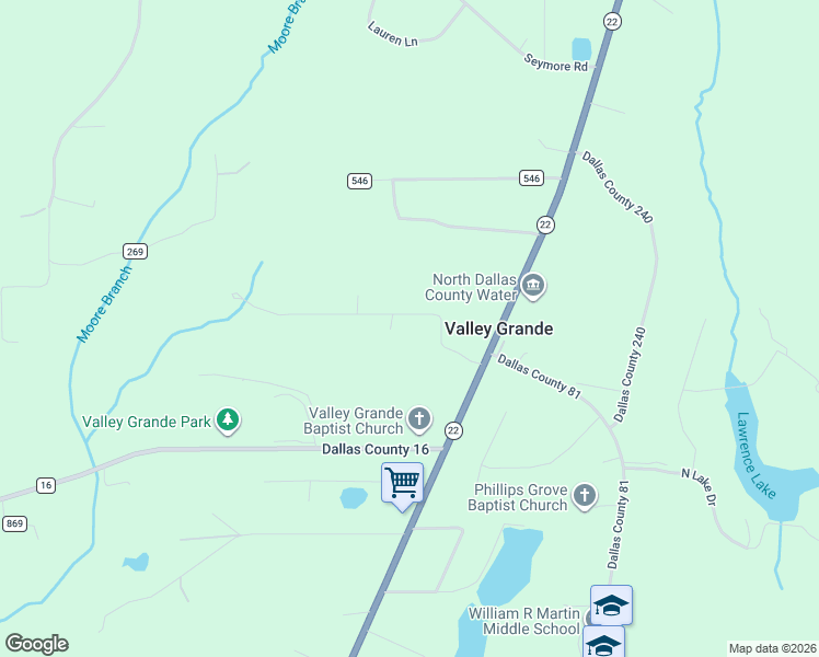 map of restaurants, bars, coffee shops, grocery stores, and more near 135 Big Pine Drive in Valley Grande