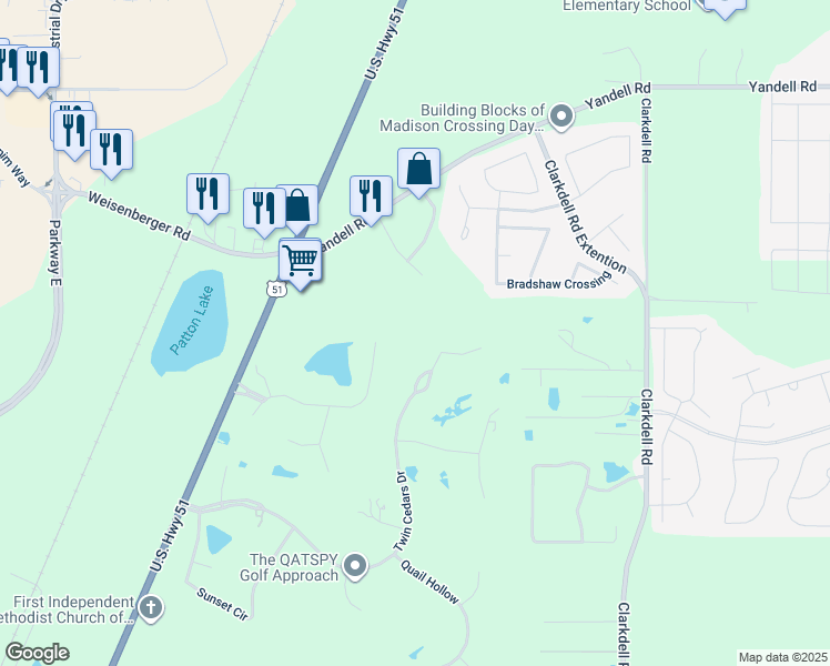 map of restaurants, bars, coffee shops, grocery stores, and more near 554 Twin Cedars Dr in Madison