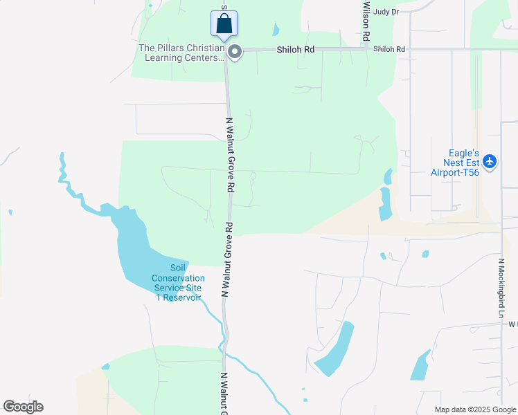 map of restaurants, bars, coffee shops, grocery stores, and more near 2540 North Walnut Grove Road in Midlothian